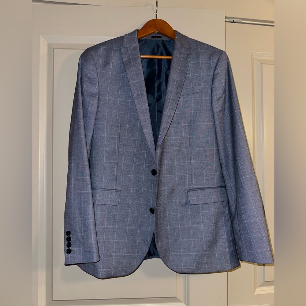 J. FERAR FANCY PATTERNED BLUE BLAZER